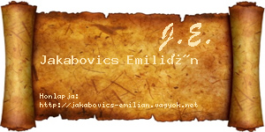 Jakabovics Emilián névjegykártya